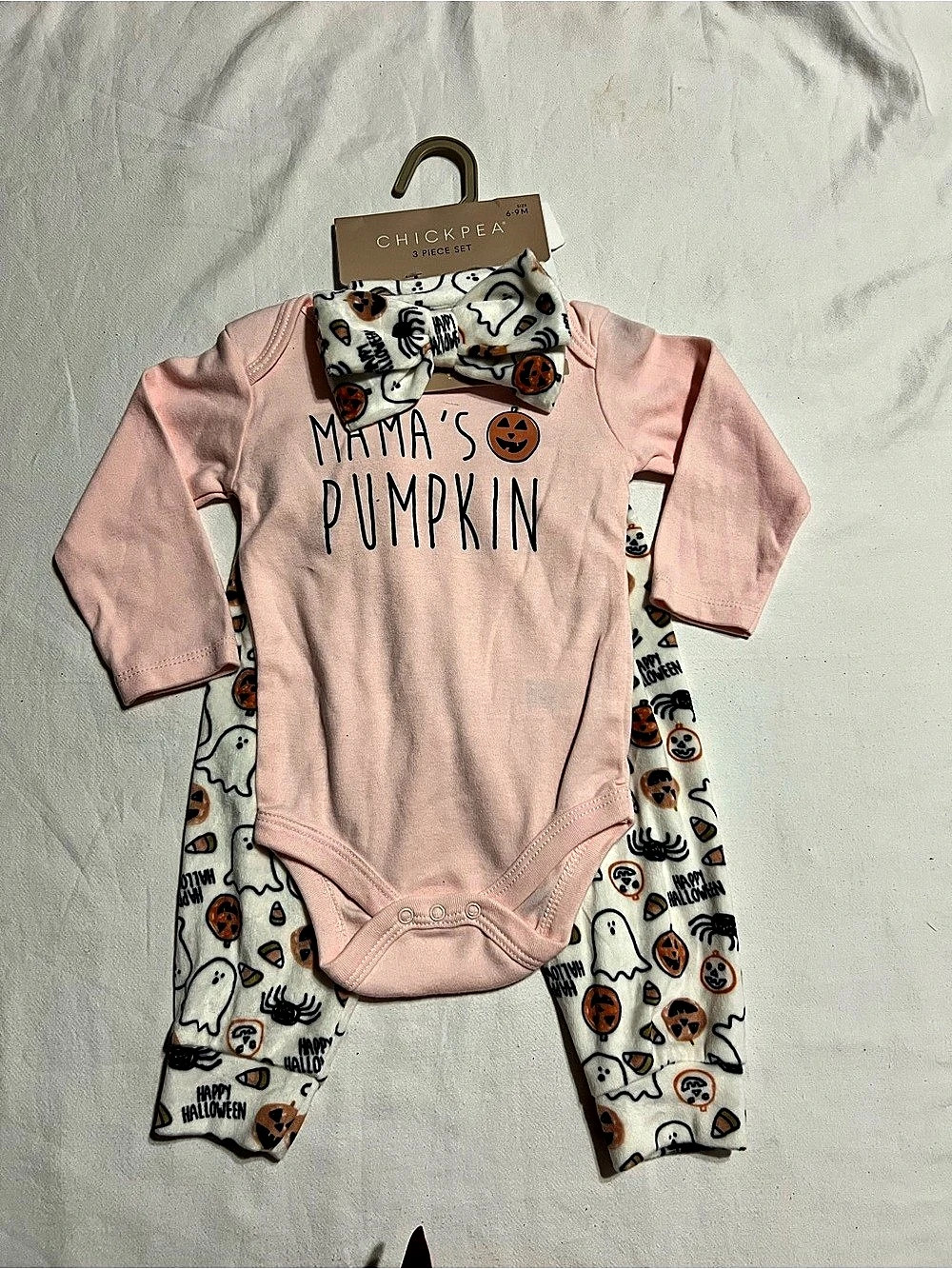 Chickpea Mama's Pumpkin 3-Piece Halloween Outfit Set Halloween Outfit Set Baby